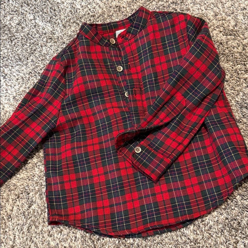 Edgehill Collection Designer Plaid Red and Green Kids Shirt